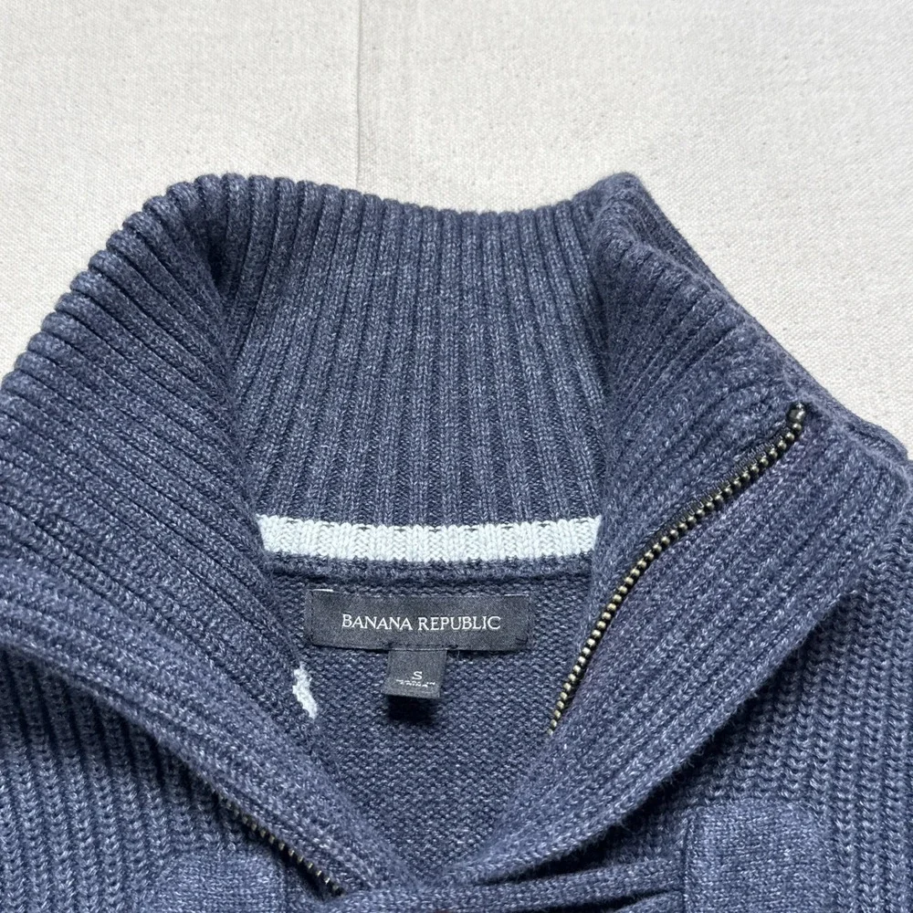 Banana Republic Full Zip Sweater w/ Toggle Buttons Size Small Cotton Dark Navy